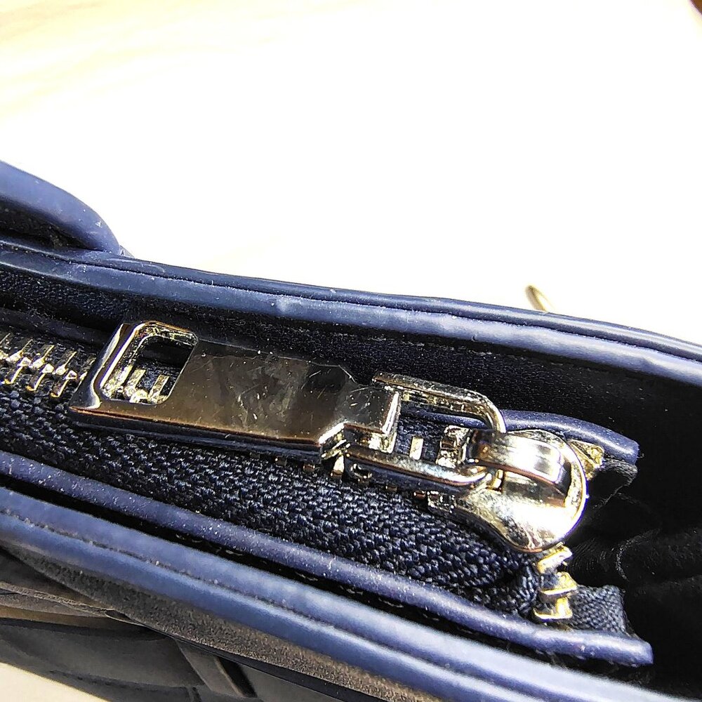 Miztique Striped Handbag Navy & Cream Dual Handles & Metal Feet NO STRAP INCLUDE - Picture 6 of 14